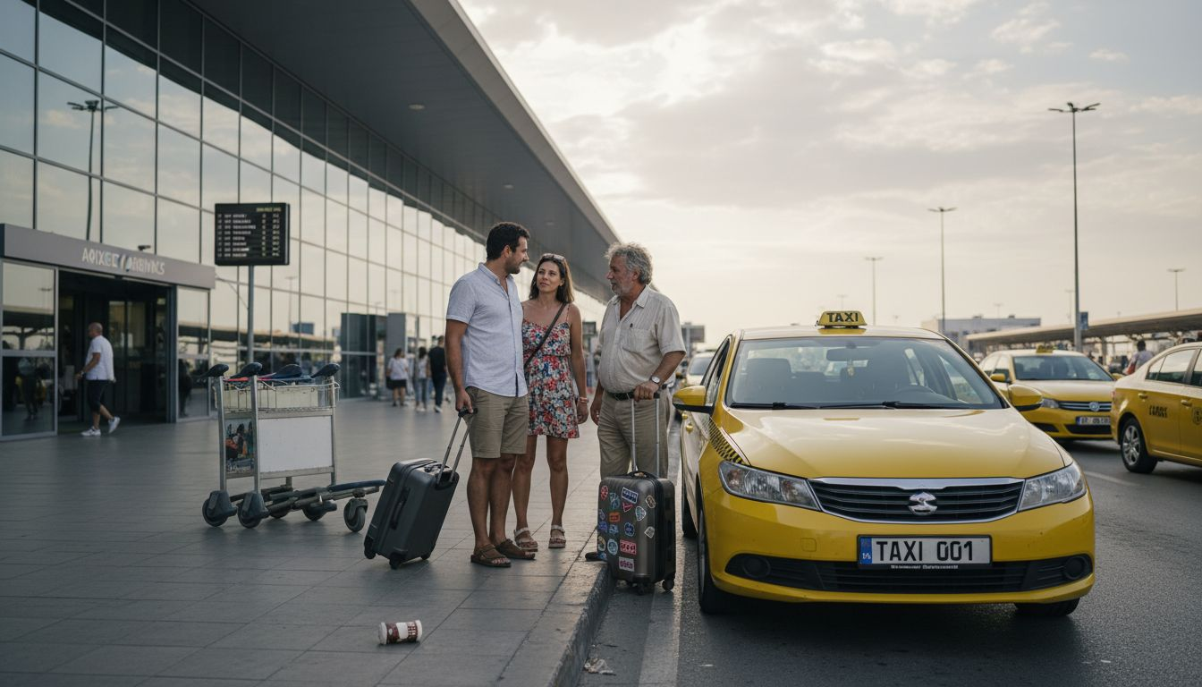 Οδηγός ταξί υποδέχεται τουρίστες στο αεροδρόμιο της Λάρνακας, προσφέροντας το πρώτο χαμόγελο της Κύπρου.