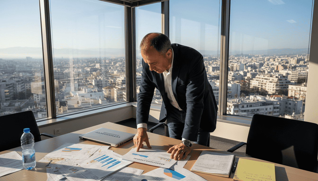 Ο διευθυντής εξετάζει την αναλυτική έκθεση για τα έξοδα των ταξί.