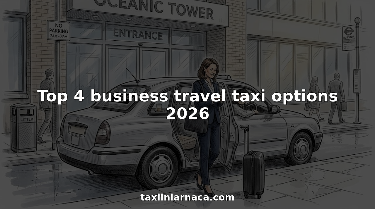 Business traveler exits taxi at city office